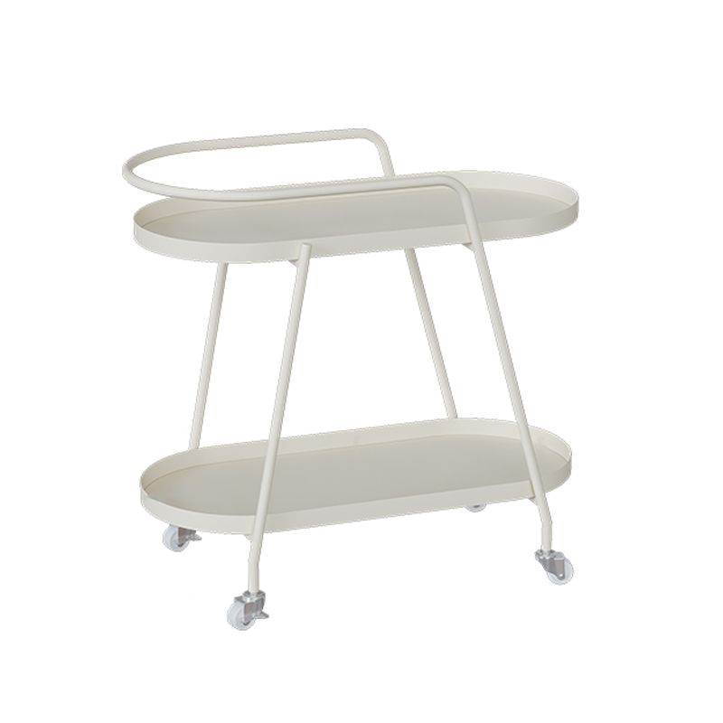 Glam Living Room Accent Side Table Double Tier Oval Metal with Shelf  Corner Table