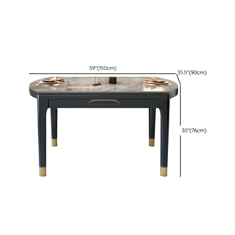 Modern Foldable Stone Dining Table Rubber Wood Legs for Dining Room