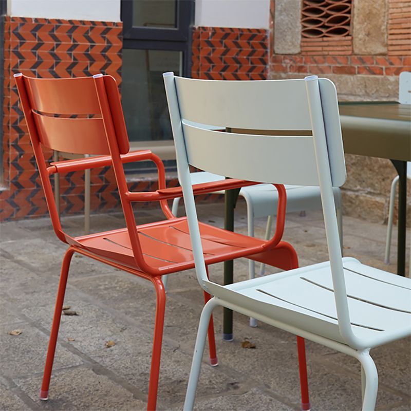 Modern Patio Dining Armchair Aluminum Open Back With Arm Outdoor Bistro Chairs