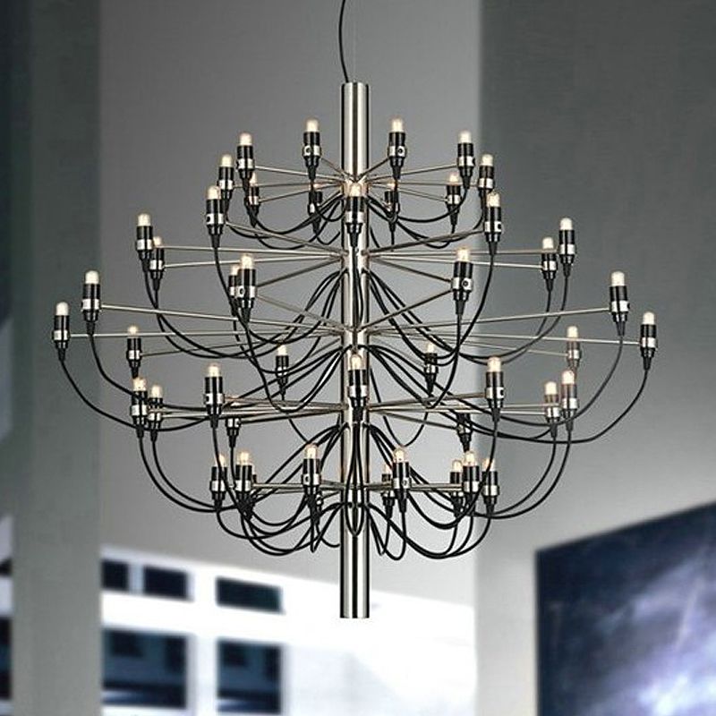 Luce lampadario a strati Light modernista in stile modernista metallico 18/30 luci da pranzo lampada a soffitto in cromo