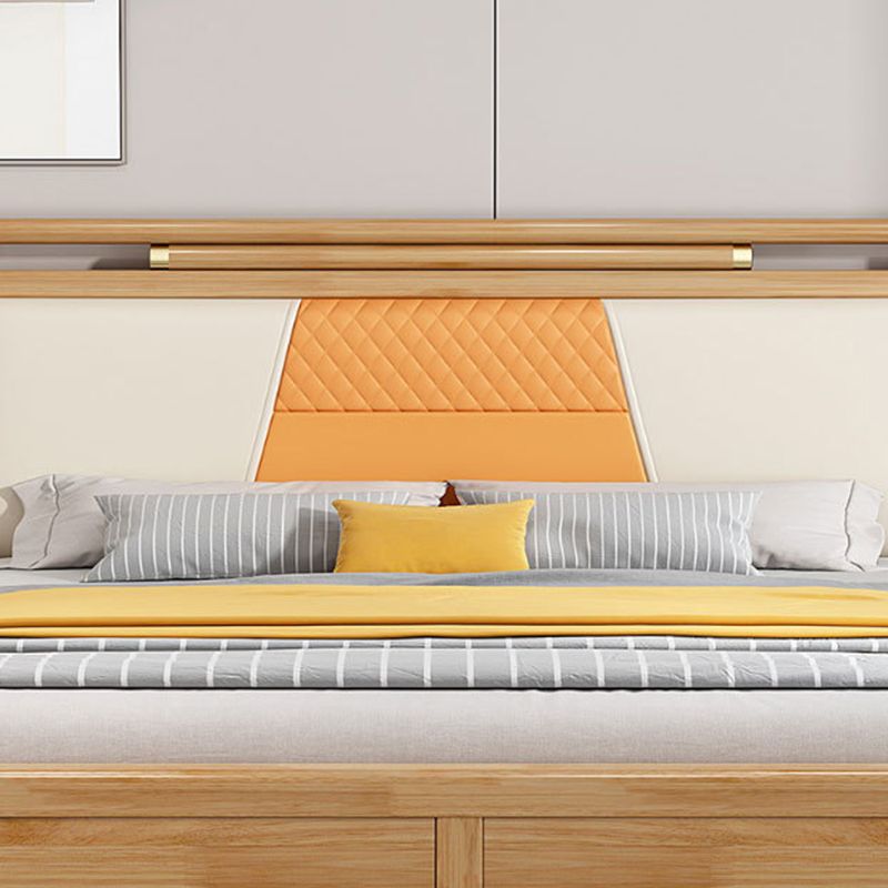 Upholstered Headboard Standard Bed Modern Rubberwood and Sleigh Bed