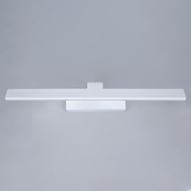 Linear Metal Wall Sconce Modern 1 Light Mirror Wall Mount Light Fixture in White