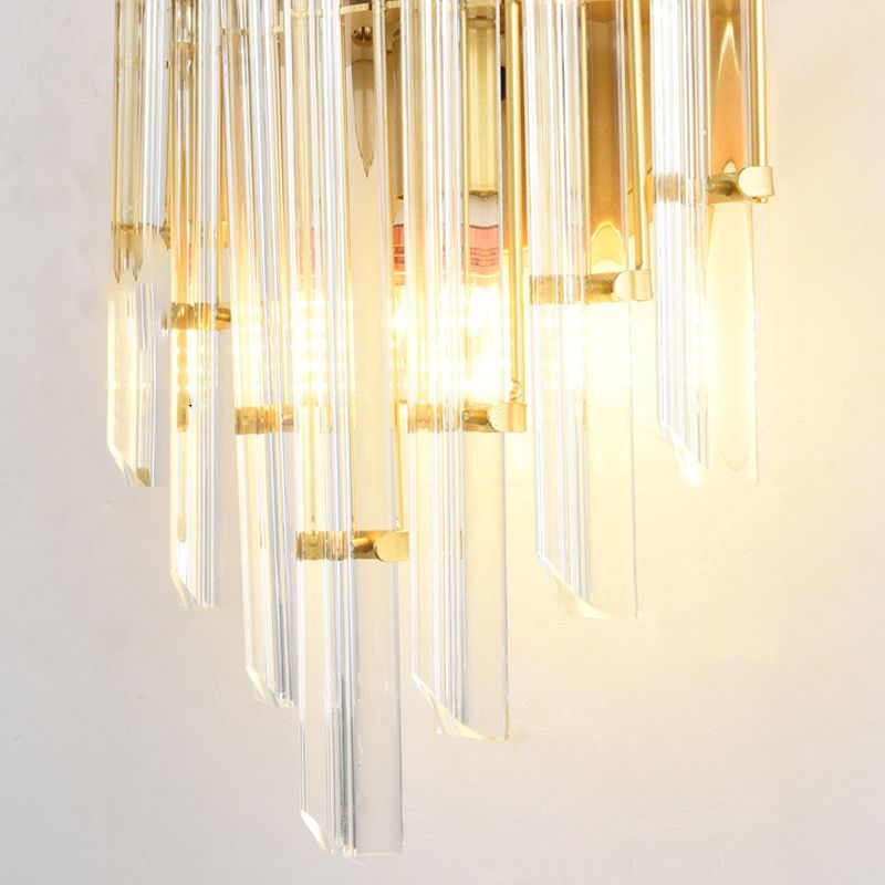 2-Light Geometric Wall Light Modern Crystal Wall Lights in Gold