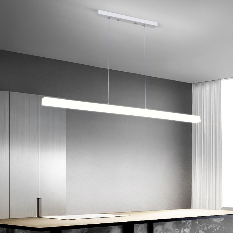 LED Island Lamp Modern Simple Island Hanging Lamp with Plastic Shade for Dining Room