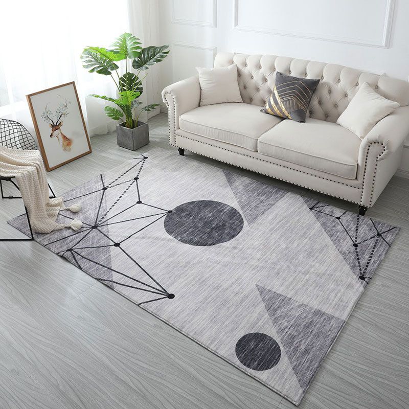 Beige Modern Rug Polyester Graphic Striped Area Rug Non-Slip Backing Rug for Living Room