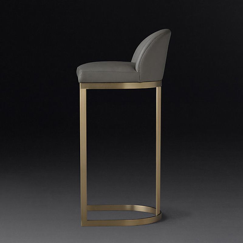 Contemporary Faux Leather Counter Chair Bucket Low Back Barstool with Metal Legs