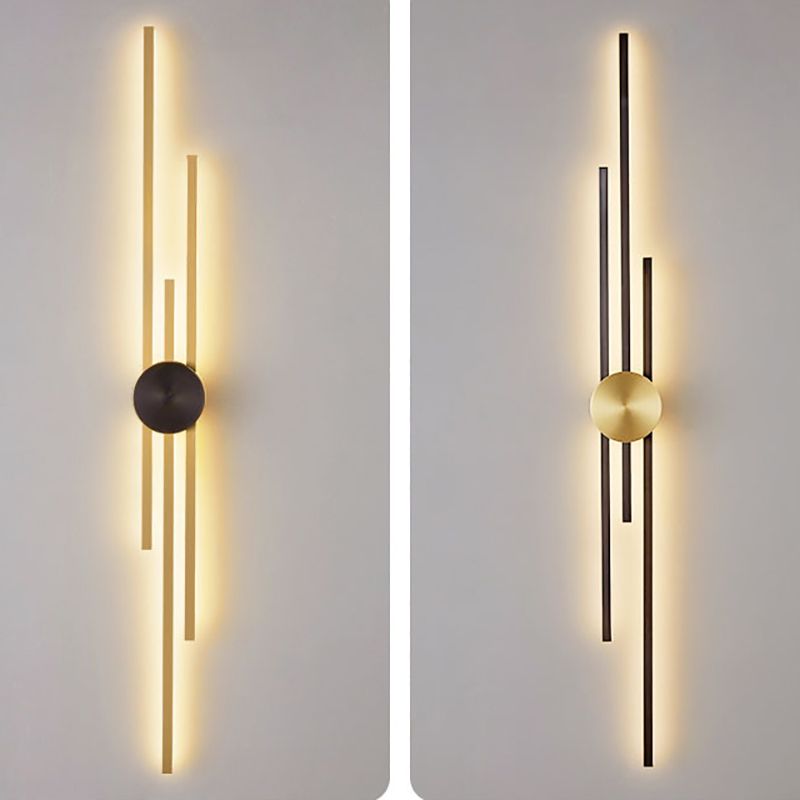 Contemporary Style Brass Wall Light Linear LED Wall Sconce for Bedroom