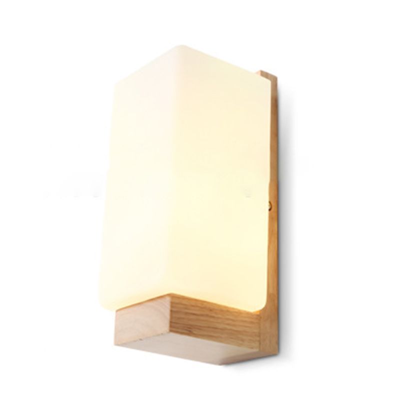 Moderner Stil Rechteck geformtes Wandlampe Holz 1 Lichtwandbeleuchtung Armaturen