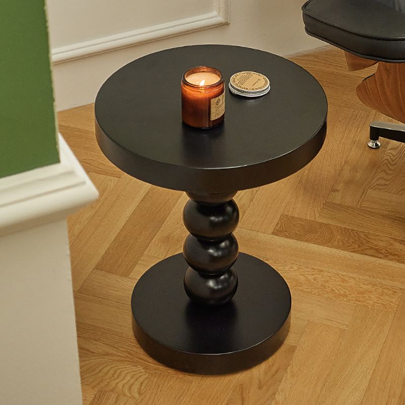 Round Solid Wood Side Table Scandinavian 20" Tall Pedestal End Table
