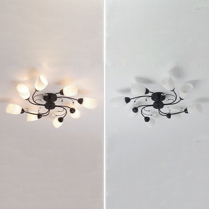 Multi Lights Ceiling Mount Light Minimalist Flush Mount Ceiling Light with Glass Shade
