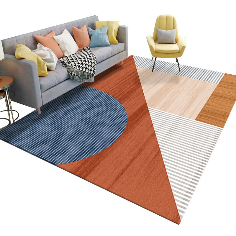 Luxuriöser geometrischer Teppich, mehrfarbig, minimalistischer Teppich, Synthetik, haustierfreundlich, maschinenwaschbar, rutschfester Teppich für die Inneneinrichtung