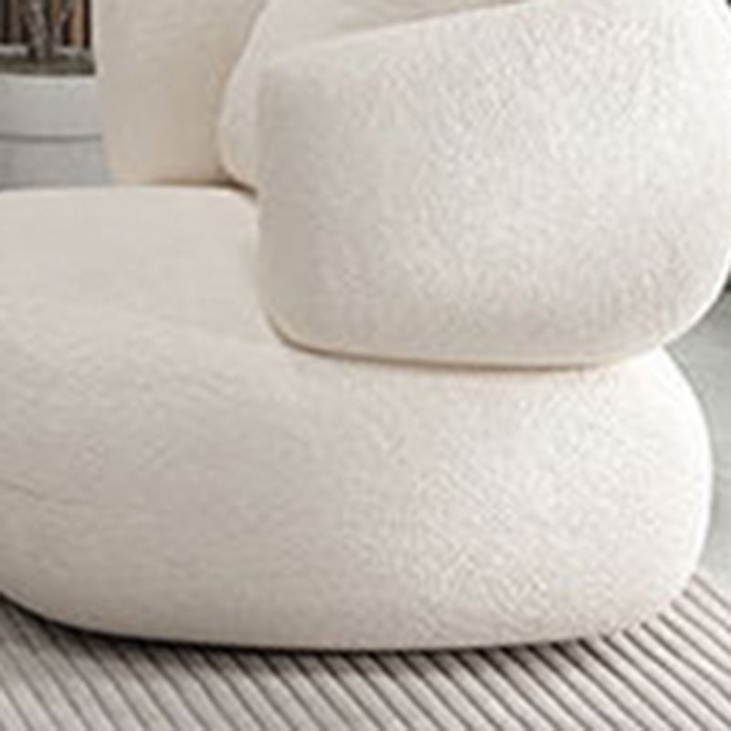 Tuxedo Arm Curved Sofa with Pillows Modern White Fabric Sofa