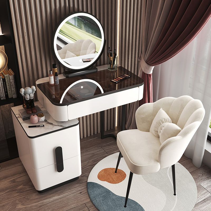 Glam Glass Bedroom Vanity Desk 4 Drawer Vanity Dressing Table