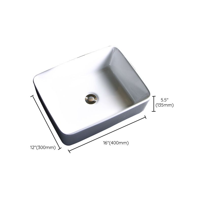 Modern Bathroom Sink Porcelain Pop-Up Drain Round Vessel Bathroom Sink