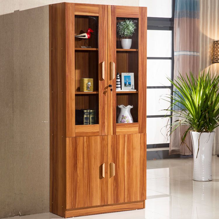 Contemporary Bookcase Closed Back Vertical Engineered Wood Shelf Bookcase with Doors