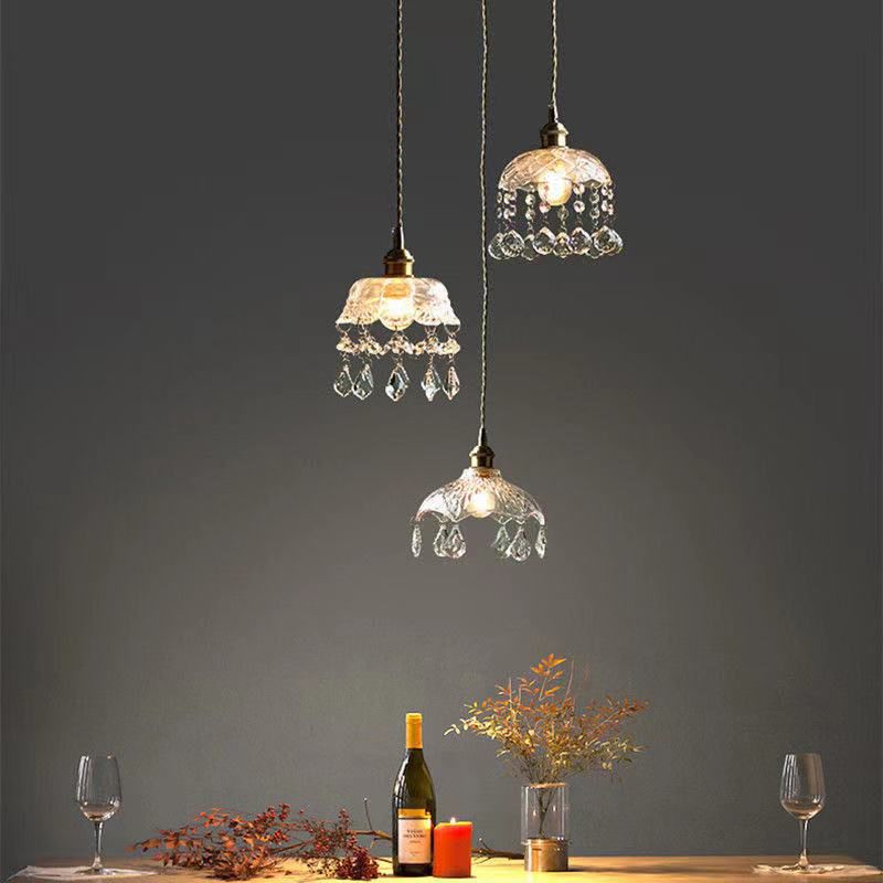 Pendre de style moderne 1 lumière minimalisme verre et cristal suspendu pour le chevet