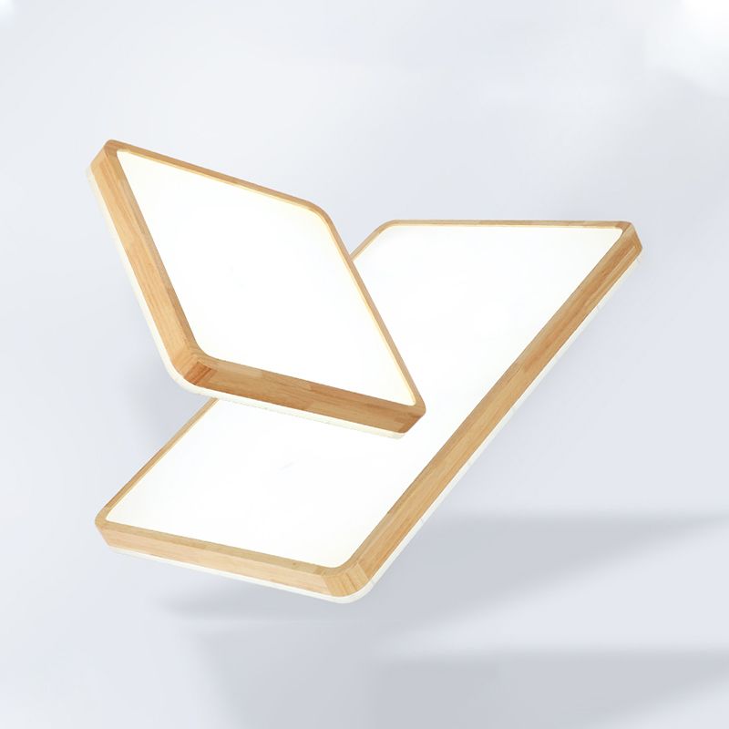 LED Flush Ceiling Light Fixtures with Acrylic Shade Wooden Flush Mount Ceiling Fixture