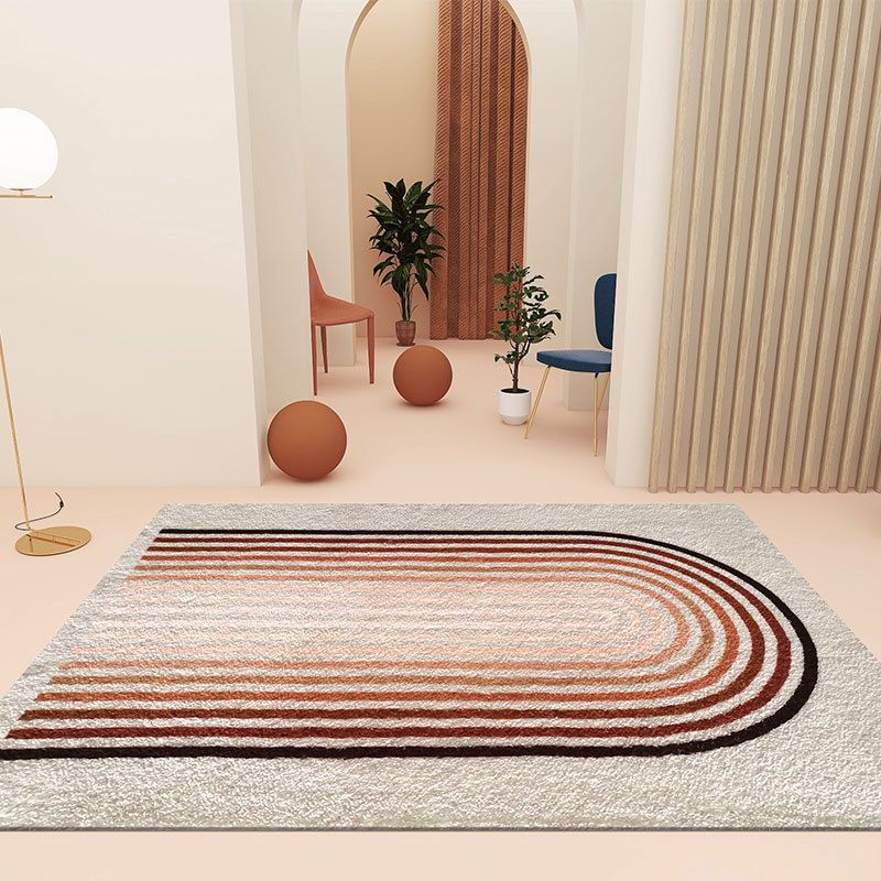 Orange Modern Carpet Polyester Striped Carpet Washable Carpet for Home Decoration