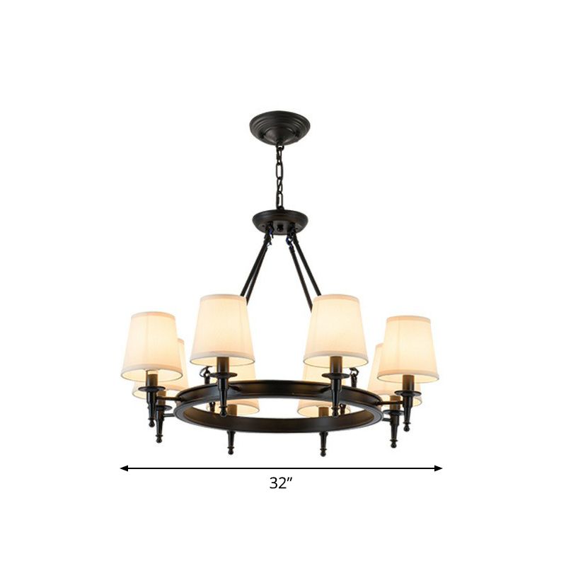 Tapered Ceiling Suspension Lamp Simplicity Fabric Chandelier Lighting for Living Room