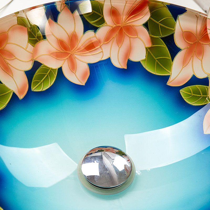 Tempered Glass Bathroom Sink Contemporary Trough Bathroom Sink with Round Shape