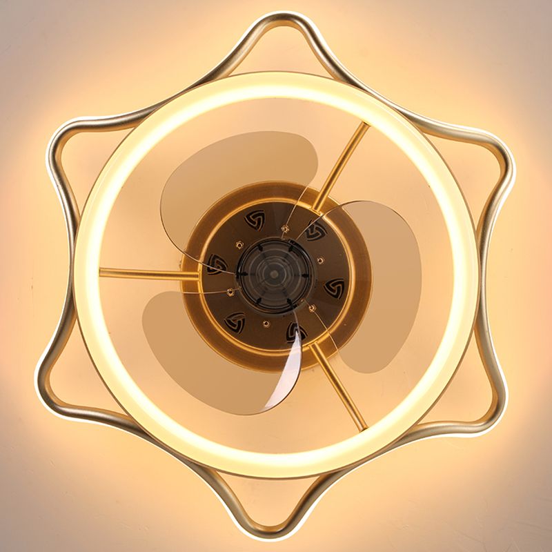 3 Blades Circle Metal Deckenventilator Leuchte minimalistische Gold -LED -Halbblüte -Leuchte mit Fernbedienung