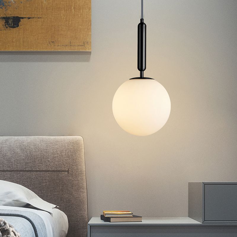 Modern Simplicity Round Ceiling Pendant Milk Glass Hanging Light for Living Room