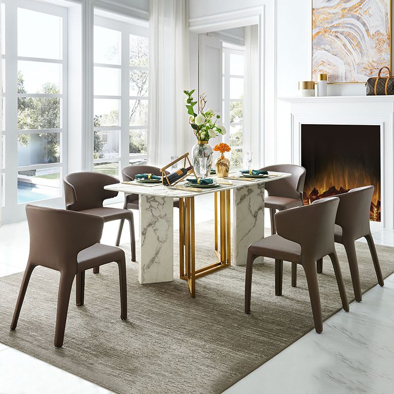 Matte Finish Solid Back Chair for Dining Room Faux Leather Contemporary Dining Chair