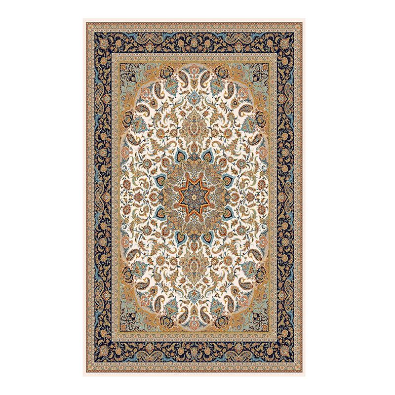 Brown Vintage Teppich Polyester Medaillon Teppich Nicht-Rutsch-Backing Teppich für Wohnkultur