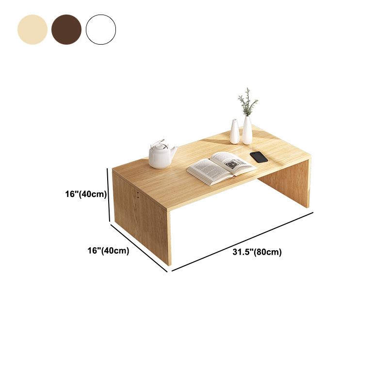 Brown Rectangular Coffee Table Sled Base Wooden Cocktail Table