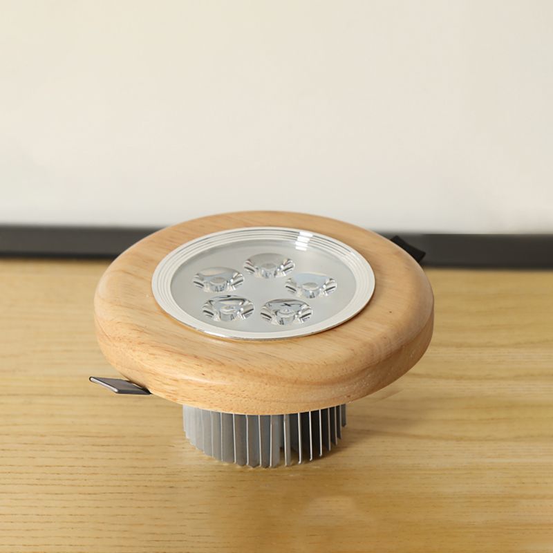 Plafonnier LED pour couloir circulaire, luminaire de plafond en bois de Style concis moderne