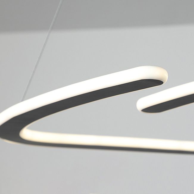 Metal Shaded Chandelier Lighting Fixture Modern LED Suspended Lighting Fixture in Black