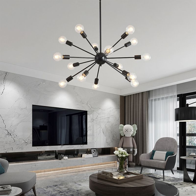 Luminaires industriels en fer antique en fer Starburst Sockets Chandelier