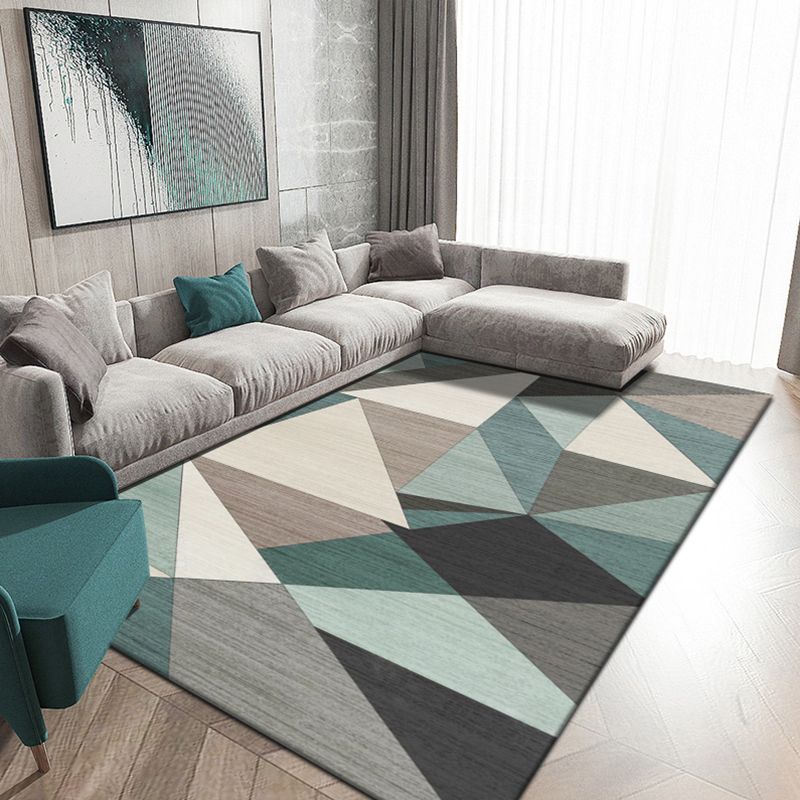 Multi Color Trendy Rug Cotton Blend Geometric Indoor Rug Non-Slip Back Easy Care Area Carpet for Bedroom