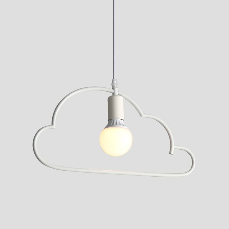 Cloud Bedside Pendant Lighting Metal 1 Bulb Modernism Hanging Ceiling Lamp in White