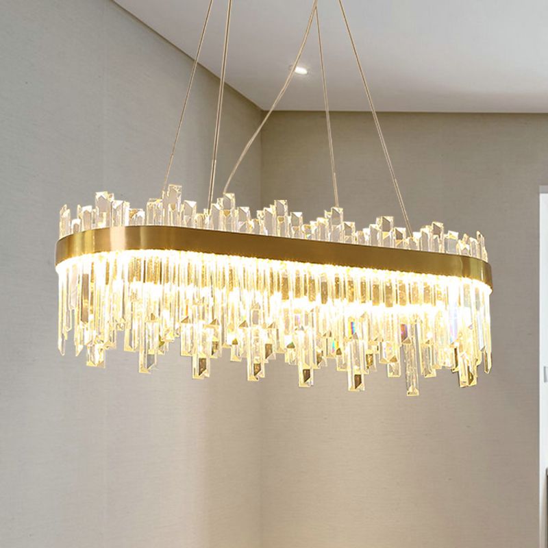 Camera da pranzo ovale Kit lampada sospesa a tre ladri lampadario a LED POSTMOderno LEDELIER in oro