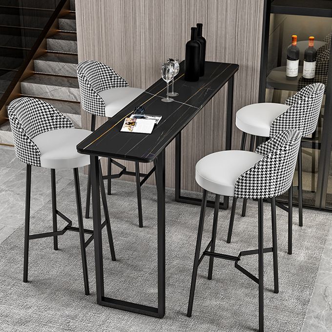 Industrial Metal Bar Stool Faux Leather Bar Stool with Black Legs