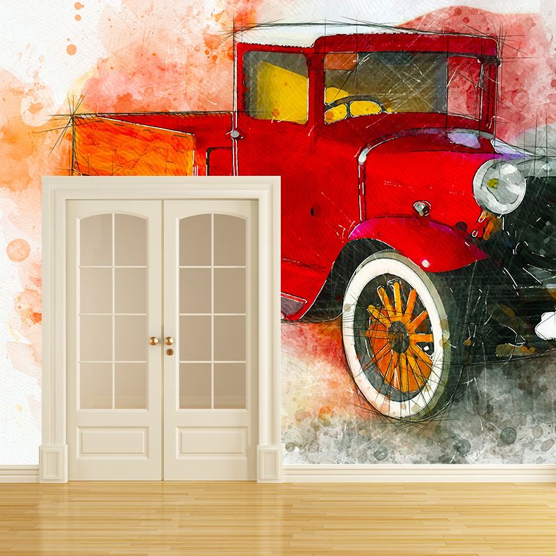 Illustration Vehicle Mildew Resistant Mural Wallpaper Sleeping Room Wall Mural