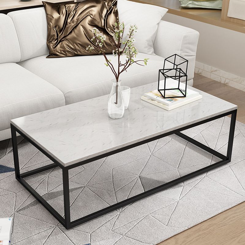 Marble Metal Frame Coffee Table Luxurious Rectangular Cocktail Table