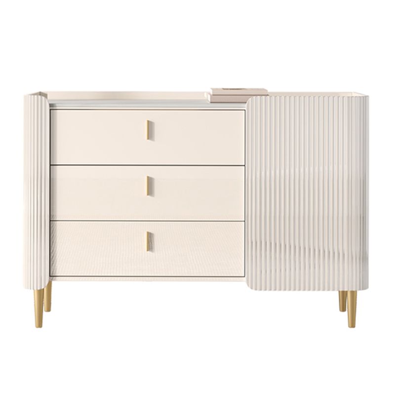 Glam Style Buffet Table Stone Side Board with Cabinet and Drawers