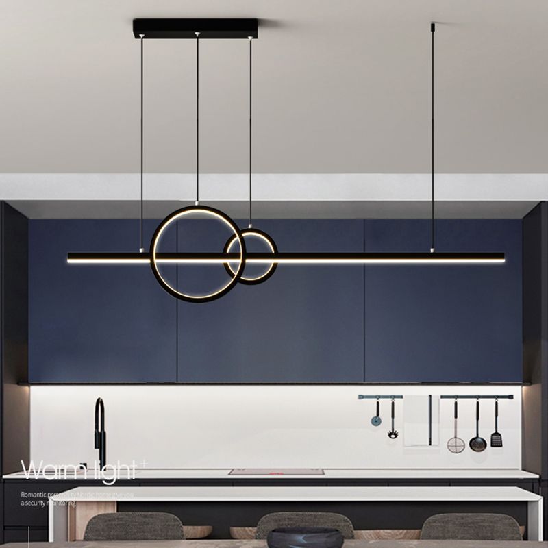 Circles LED Hanging Ceiling Light Modern-Style Metal Island Chandelier Light