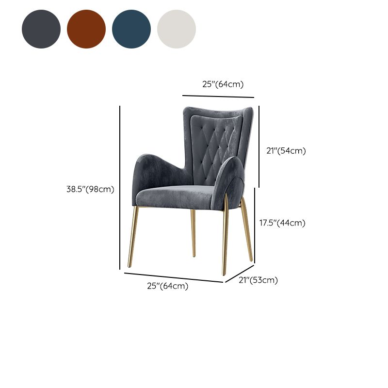 Metal Glam Style Side Chair Parsons Arm Chair with Gold Legs