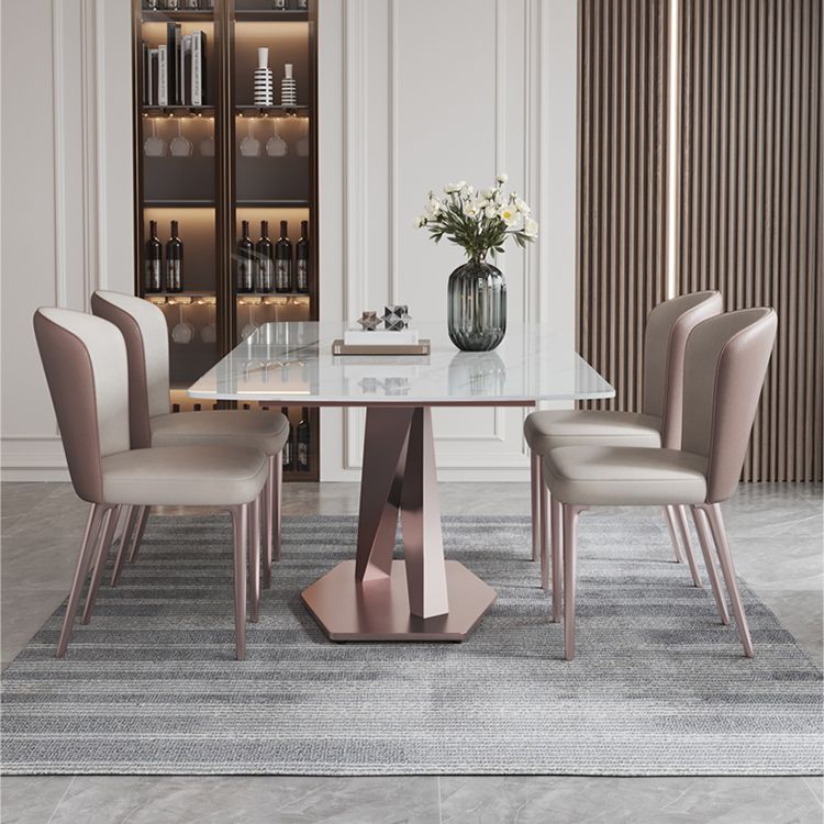 Modern 1/4/5/7 Pieces Scalable Dinette Set with Sintered Stone Rectangle Dining Table Set