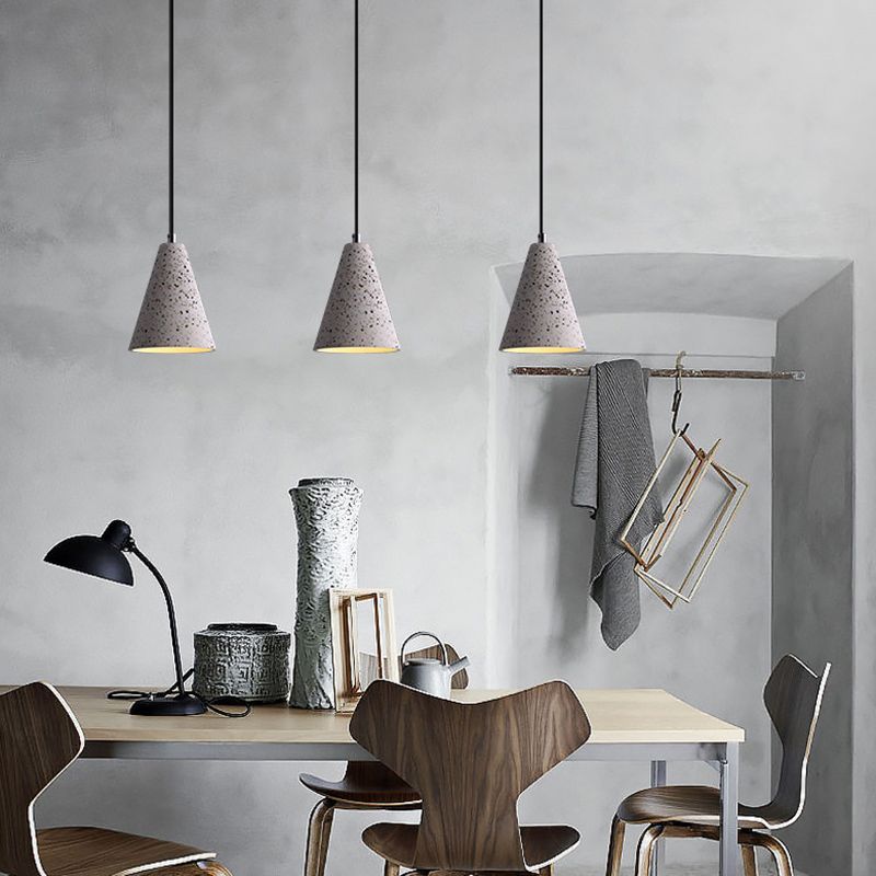 Nordic 1-Bulb hanger lamp Conical Small Suspension Lamp met terrazzo-schaduw voor Diner