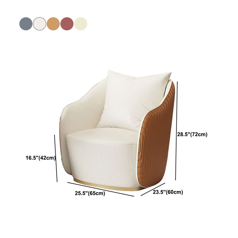 Glam Real Aniline Leather Arms Included with Pillow Barrel Accent Chair