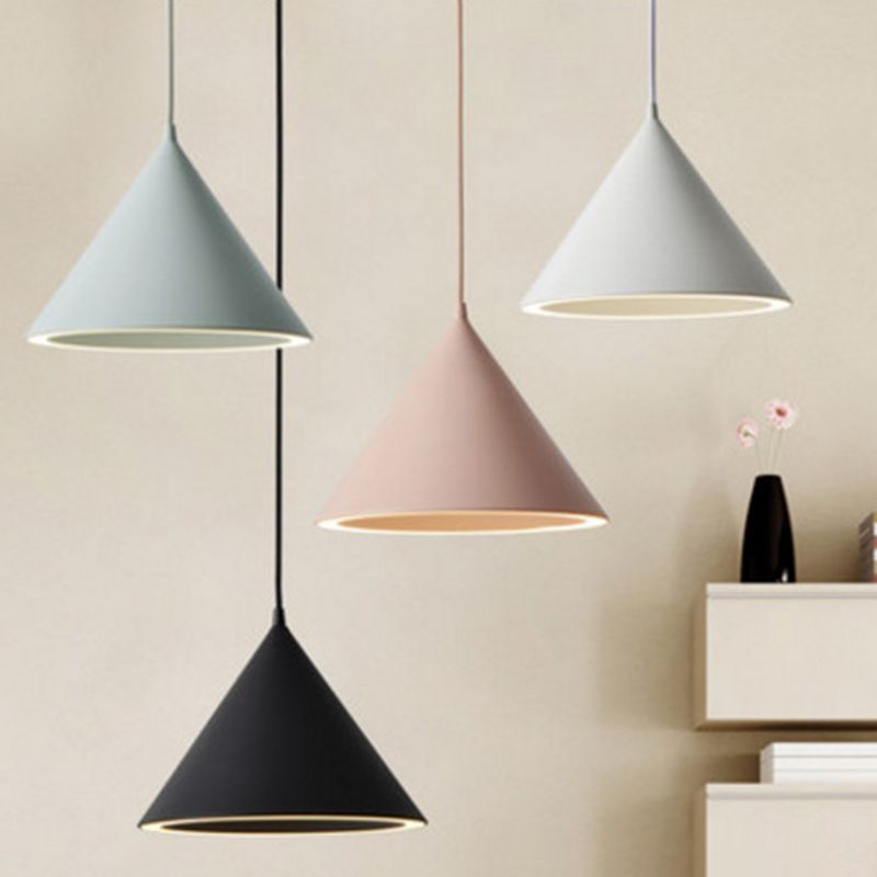 Conical Pendant Lighting Fixture Minimalist Style LED Metal Hanging Ceiling Light