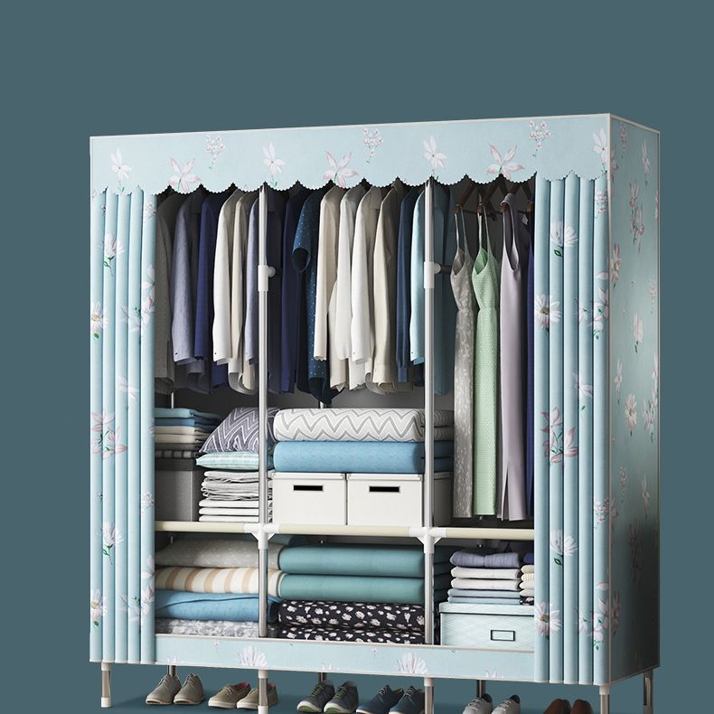 Modern Style Wardrobe Closet Metal Frame Wardrobe Armoire with Shelves