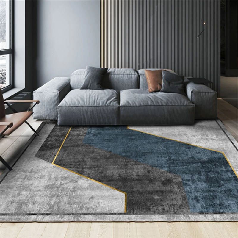 Black Modern Carpet Blended Graphic Carpet Washable Carpet for Home Decoration