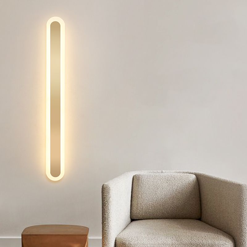 Linear Shape Metal Wall Light Modern Style 1-Light Wall Mounted Light Fixture in Gold