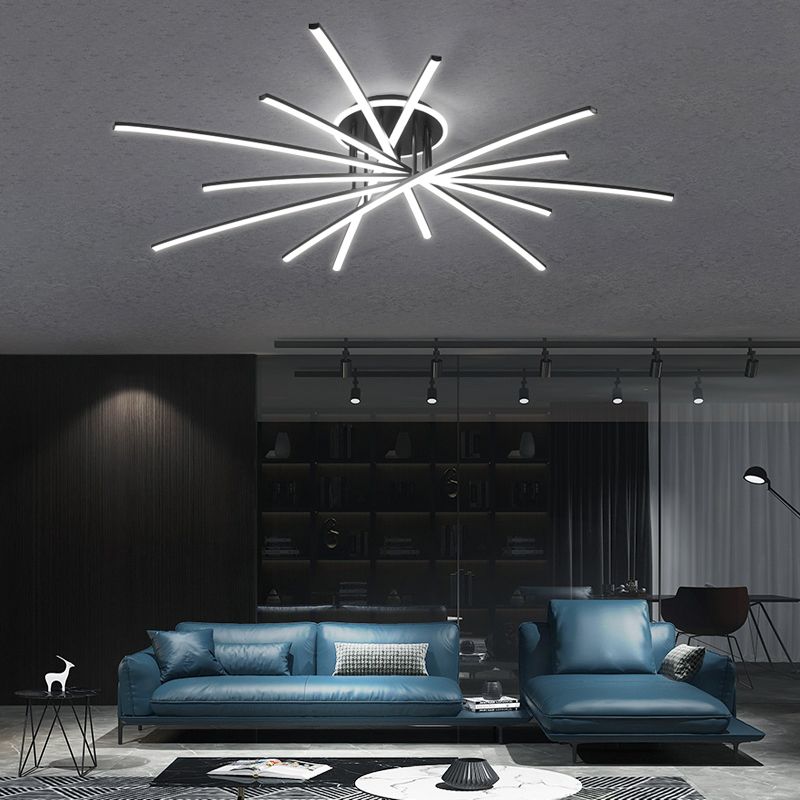 Lampada da soffitto a semi-incasso Line Lampada da soffitto moderna in metallo per soggiorno a LED