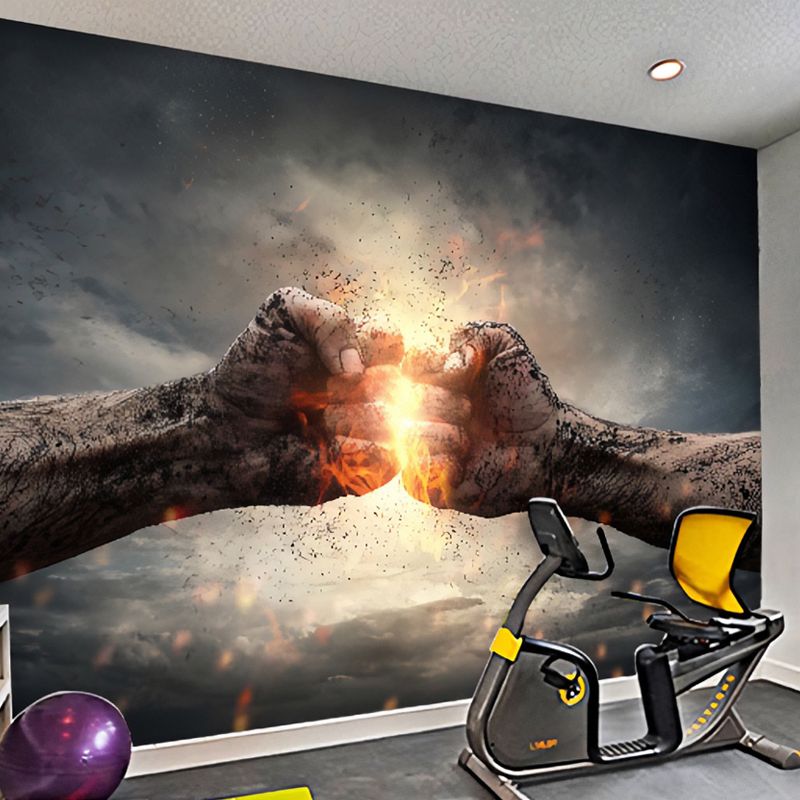 Extra Large Fashion Wall Covering Black and Gold Hand Wall Decor, Custom-Printed